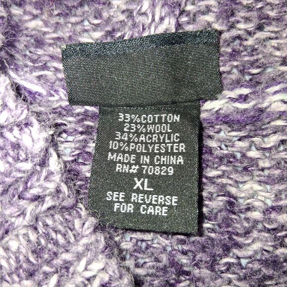 Rue 21 Womens Hoodie Sweater XL Long Sleeve Purple Heather Y2K Grunge Boho - Picture 5 of 11